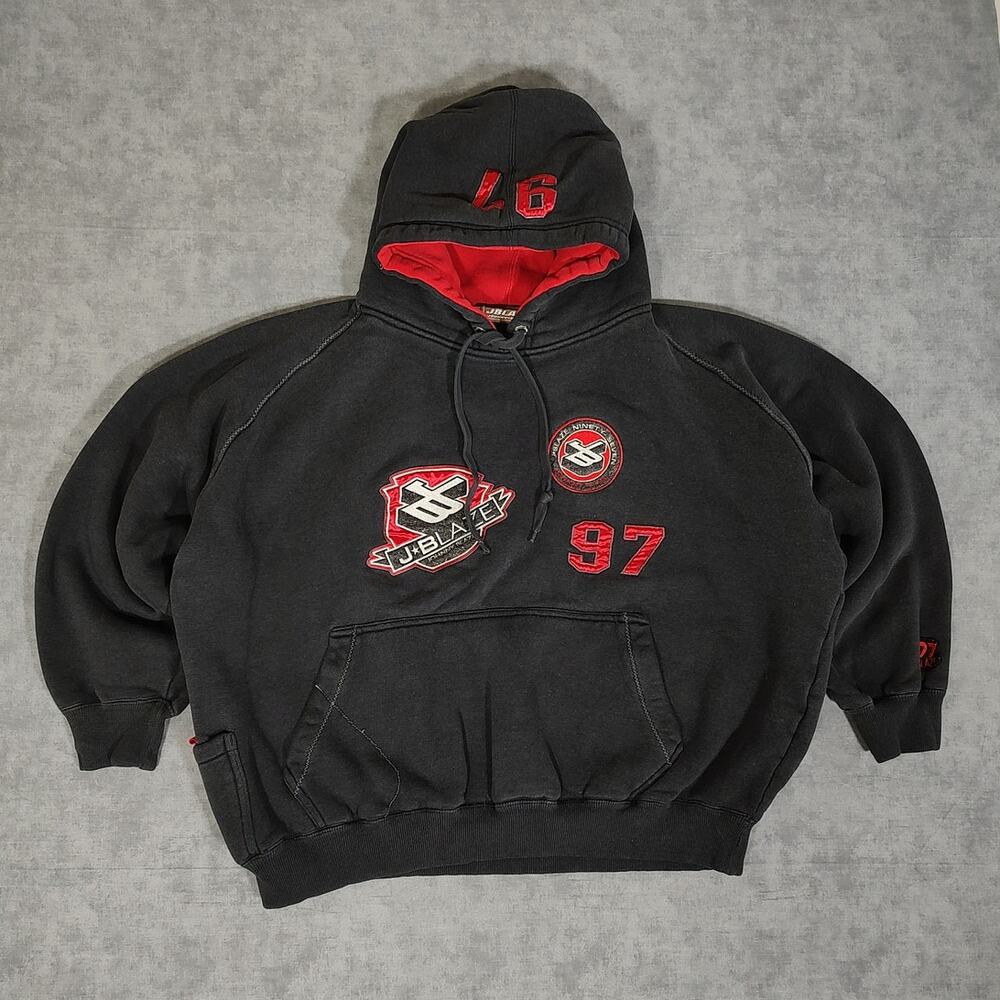 VTG Johnny Blaze 97 heavy embroidered streetwear Y2K oversized hoodie mens XL